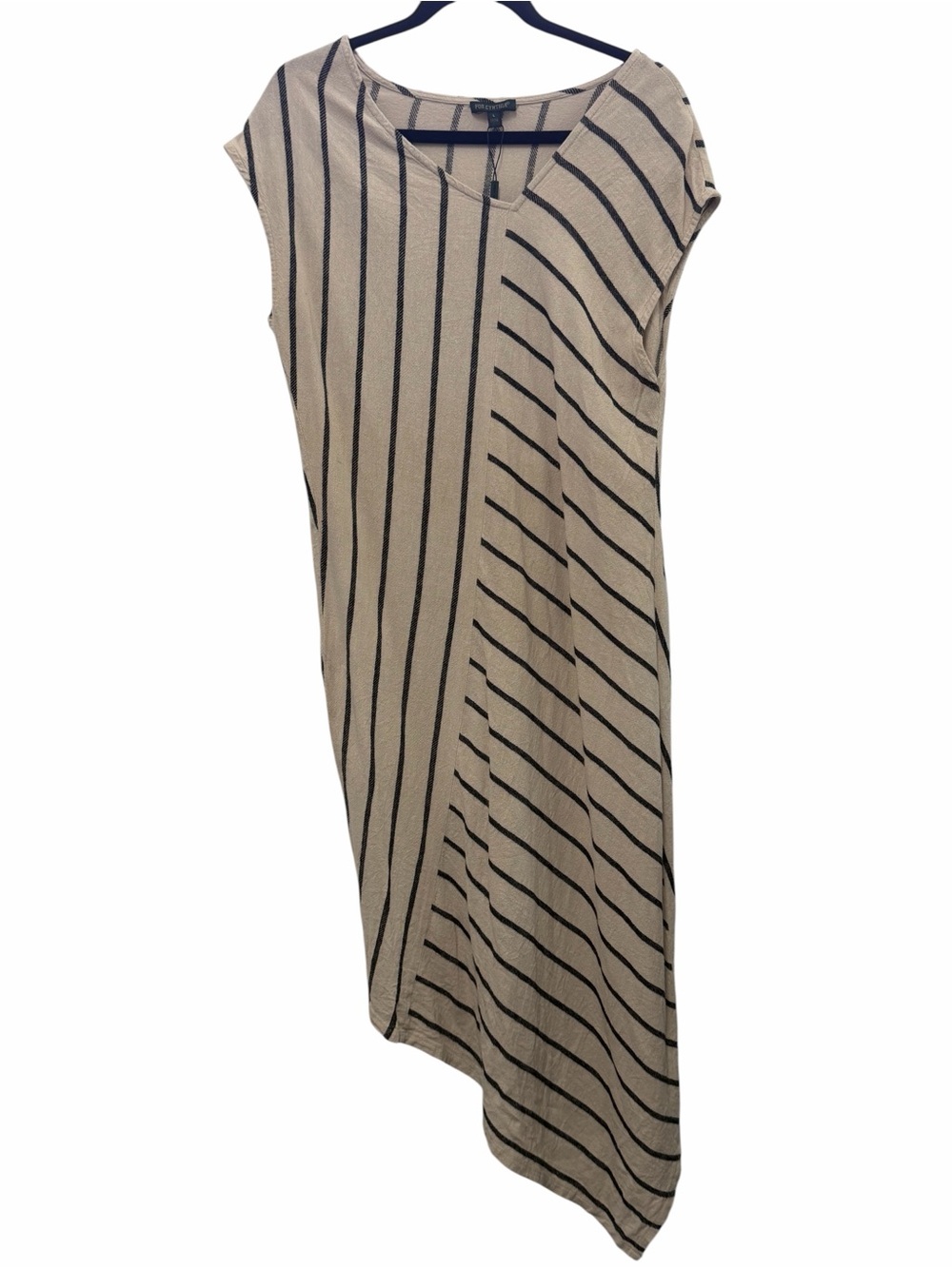For Cynthia Beige Top with Black Stripes